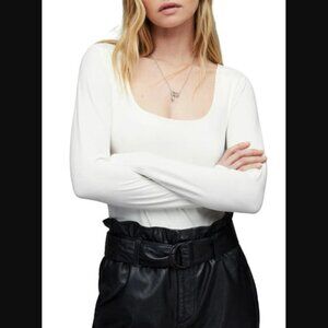 ALLSAINTS Tamie Rib Long Sleeve Bodysuit‎ Chalk White 8